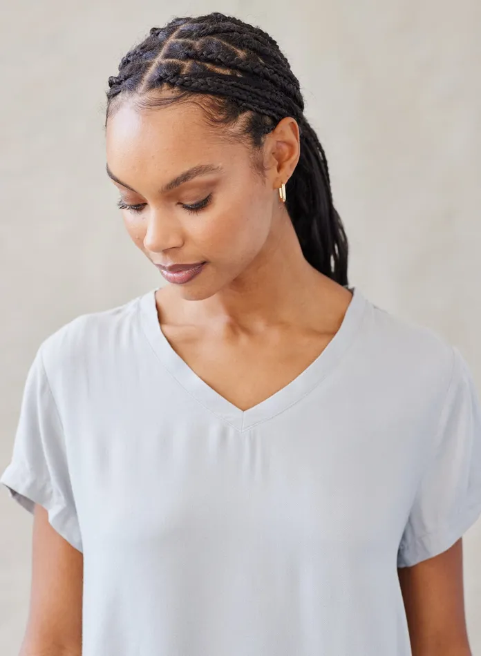 Women Bella Dahl Short Sleeve VNeck Tee 8211 Foggy Sky FOGGY SKY