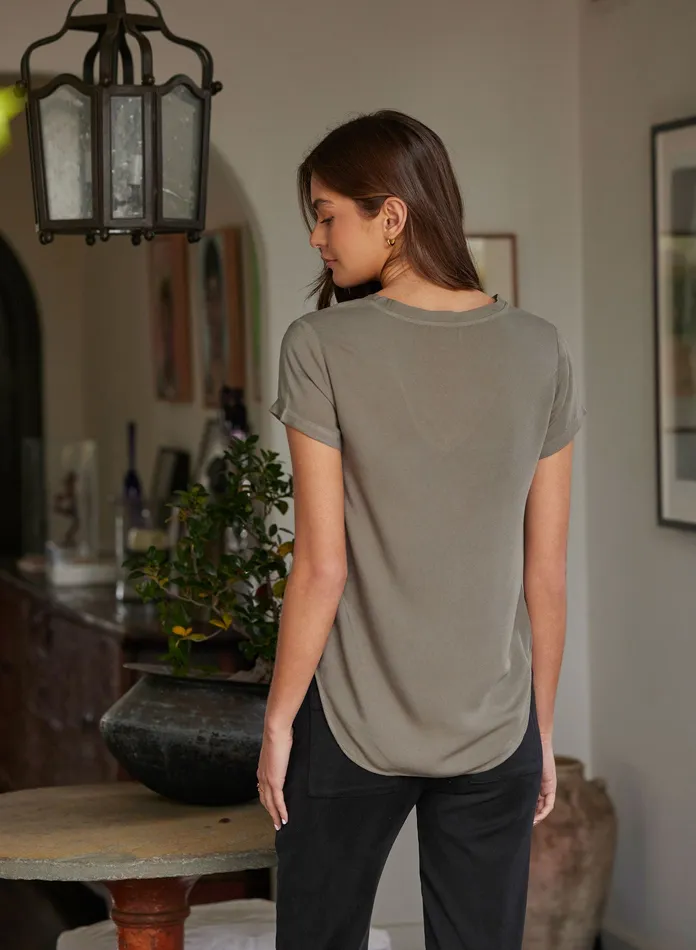 Women Bella Dahl Short Sleeve VNeck Tee 8211 Soft Army SOFT ARMY