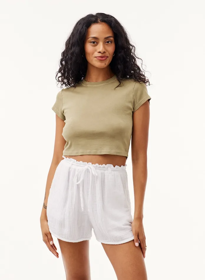 Women Bella Dahl Shorts Drawcord Sporty Short 8211 White WHITE