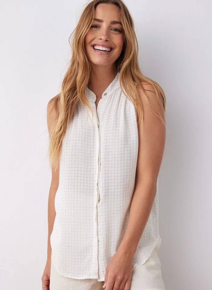 Women Bella Dahl Sleeveless Sleeveless Smocked Button Down 8211 Light Sand LIGHT SAND