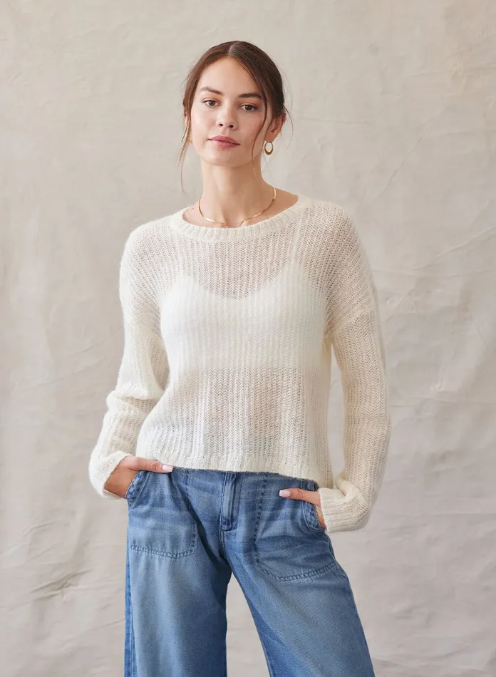 Women Bella Dahl Sweaters and Jackets Slouchy Sweater 8211 Winter White WINTER WHITE