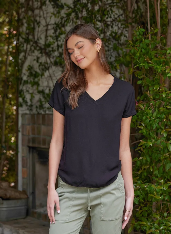 Women Bella Dahl TShirts VNeck Tee 8211 Vintage Black VINTAGE BLACK