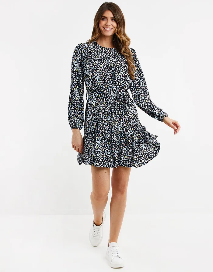 Women Black Animal Print Smock Dress Black Threadbare Dresses Women Black Animal Print Smock Dress Black Threadbare Dresses