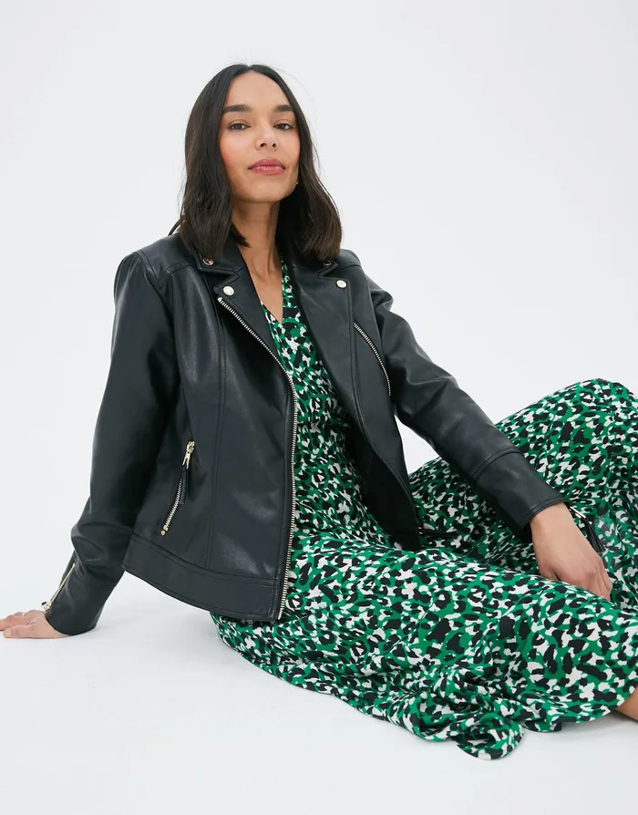 Women Black Faux Leather Biker Jacket Black Threadbare Jackets and Coats Women Black Faux Leather Biker Jacket Black Threadbare Jackets and Coats