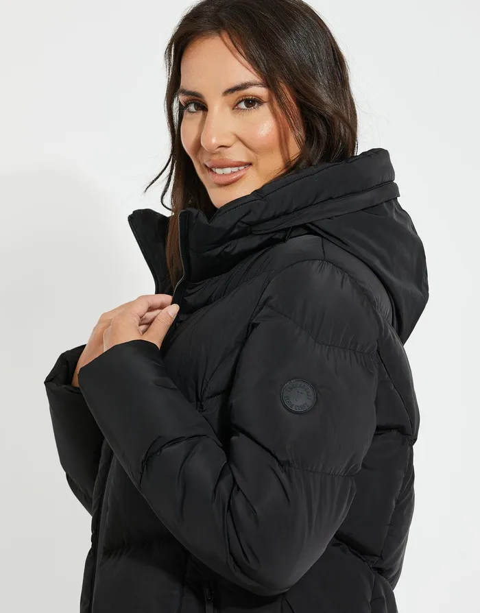 Women Black Funnel Neck Padded Jacket Black Threadbare Jackets and Coats Women Black Funnel Neck Padded Jacket Black Threadbare Jackets and Coats