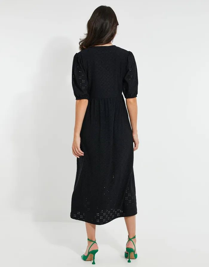 Women Black Jersey Broderie Anglaise Dress Black Threadbare Dresses Women Black Jersey Broderie Anglaise Dress Black Threadbare Dresses