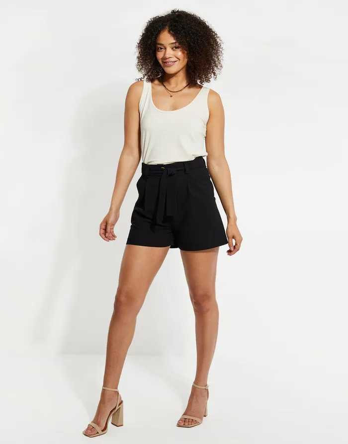 Women Black Linen Look Shorts Black Threadbare Shorts Women Black Linen Look Shorts Black Threadbare Shorts