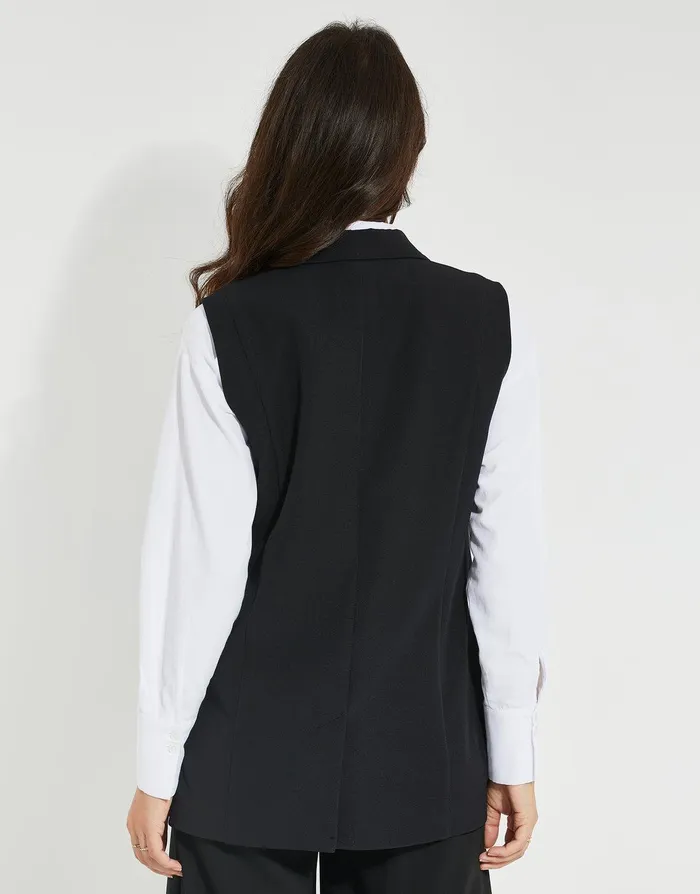 Women Black Longline Sleeveless Blazer Black Threadbare Blazers Women Black Longline Sleeveless Blazer Black Threadbare Blazers