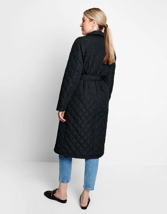 Women Black Quilted Trench Coat Black Threadbare Jackets and Coats Women Black Quilted Trench Coat Black Threadbare Jackets and Coats