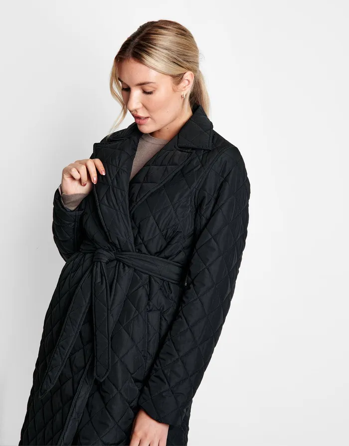 Women Black Quilted Trench Coat Black Threadbare Jackets and Coats Women Black Quilted Trench Coat Black Threadbare Jackets and Coats