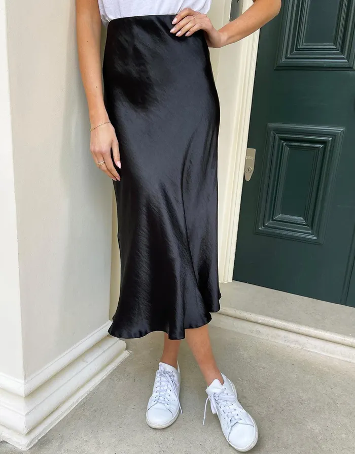 Women Black Satin Slip Midi Skirt Black Threadbare Skirts Women Black Satin Slip Midi Skirt Black Threadbare Skirts