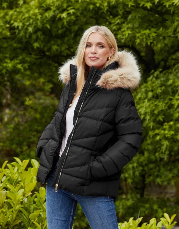 Women Black Short Parka Jacket Black Threadbare Jackets and Coats