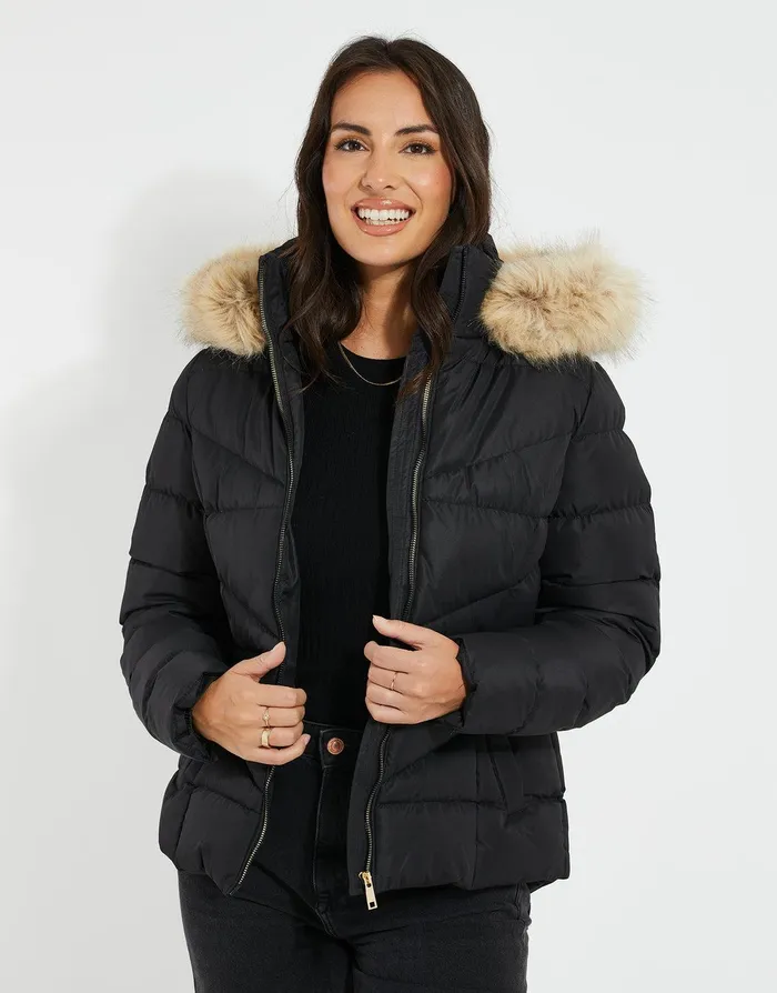 Women Black Short Parka Jacket Black Threadbare Jackets and Coats Women Black Short Parka Jacket Black Threadbare Jackets and Coats