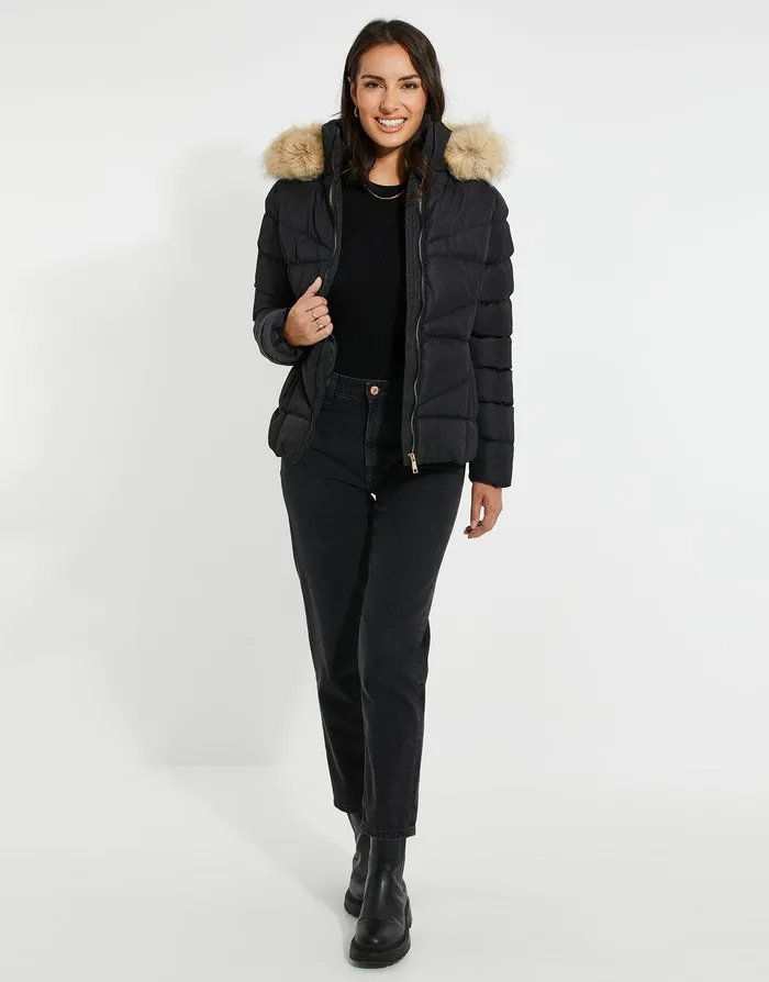 Women Black Short Parka Jacket Black Threadbare Jackets and Coats Women Black Short Parka Jacket Black Threadbare Jackets and Coats