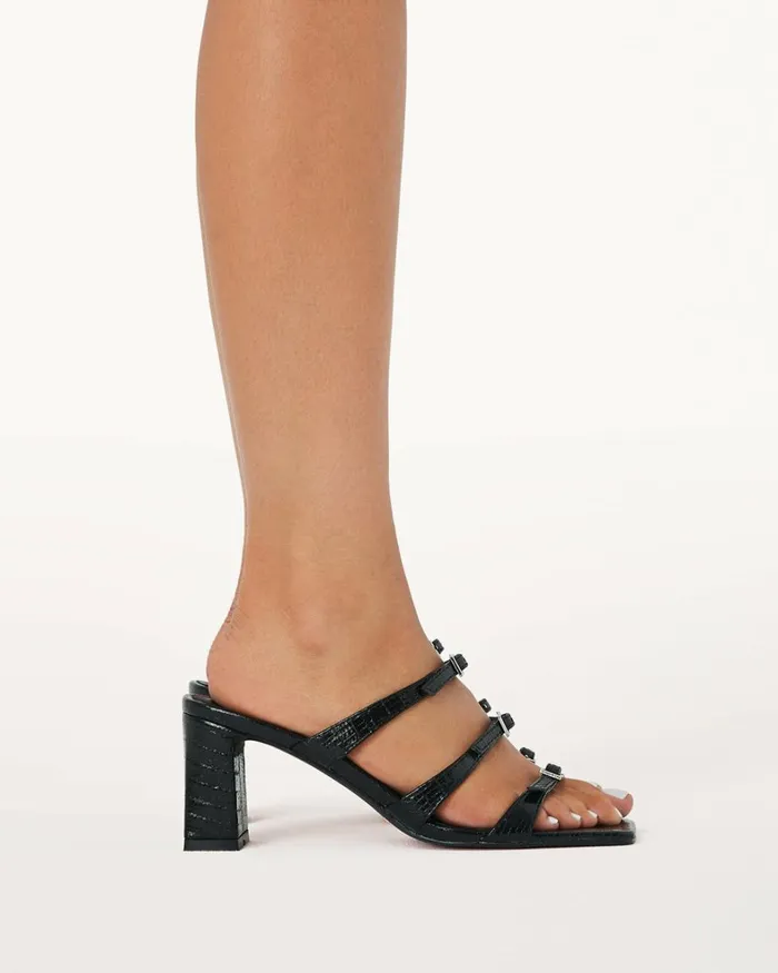 Women Block Heels Billini IVETTE 8211 BLACK SCALE