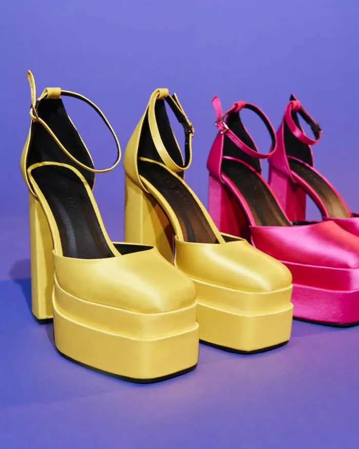 Women Block Heels Billini ZILLA 8211 CITRUS SATIN
