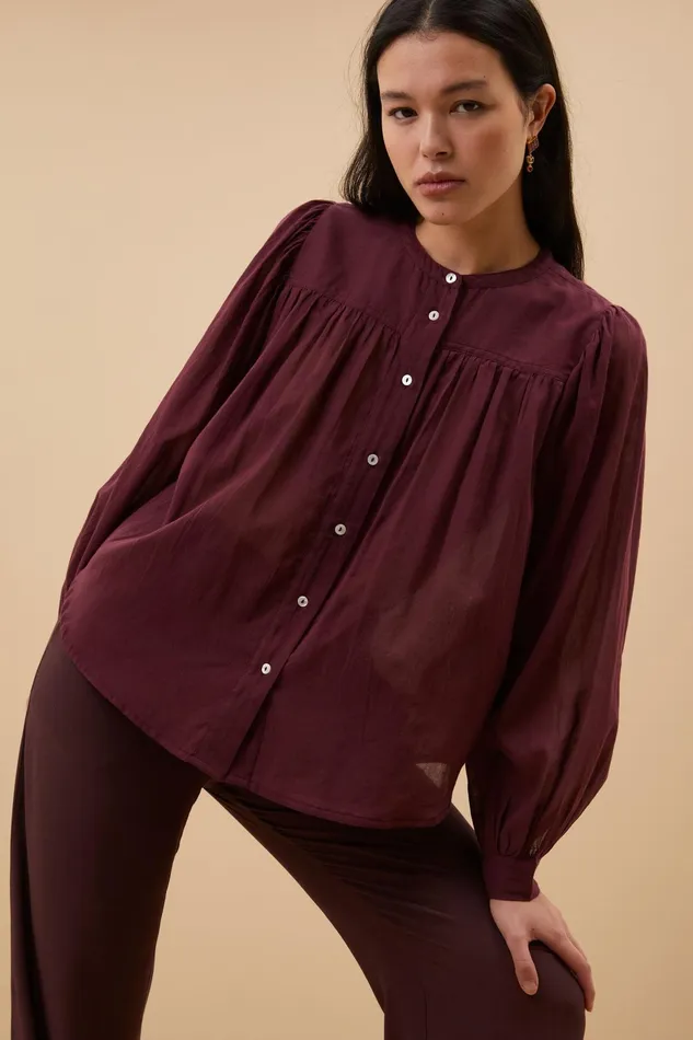 Women Blouses Bybar Meggie Voile Blouse Pecan