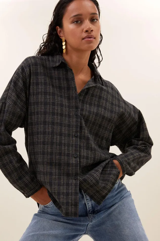 Women Blouses Bybar Small Check Blouse Caramel
