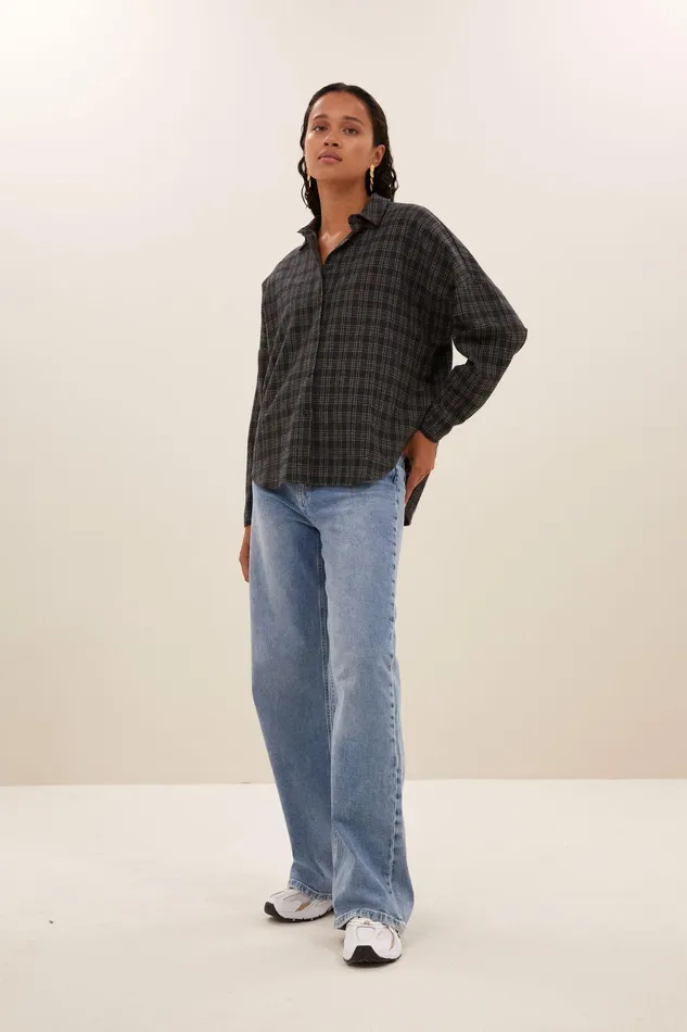 Women Blouses Bybar Small Check Blouse Caramel