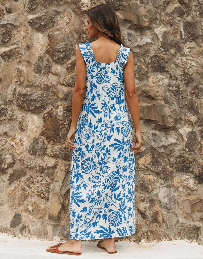 Women Blue Antique Floral Print Maxi Dress Blue Threadbare Dresses Women Blue Antique Floral Print Maxi Dress Blue Threadbare Dresses