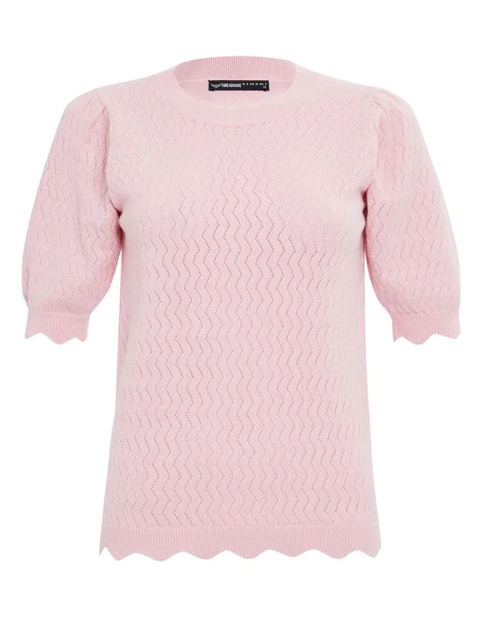 Women Blush Pointelle Knitted TShirt Jumper Blush Threadbare Tops Women Blush Pointelle Knitted TShirt Jumper Blush Threadbare Tops