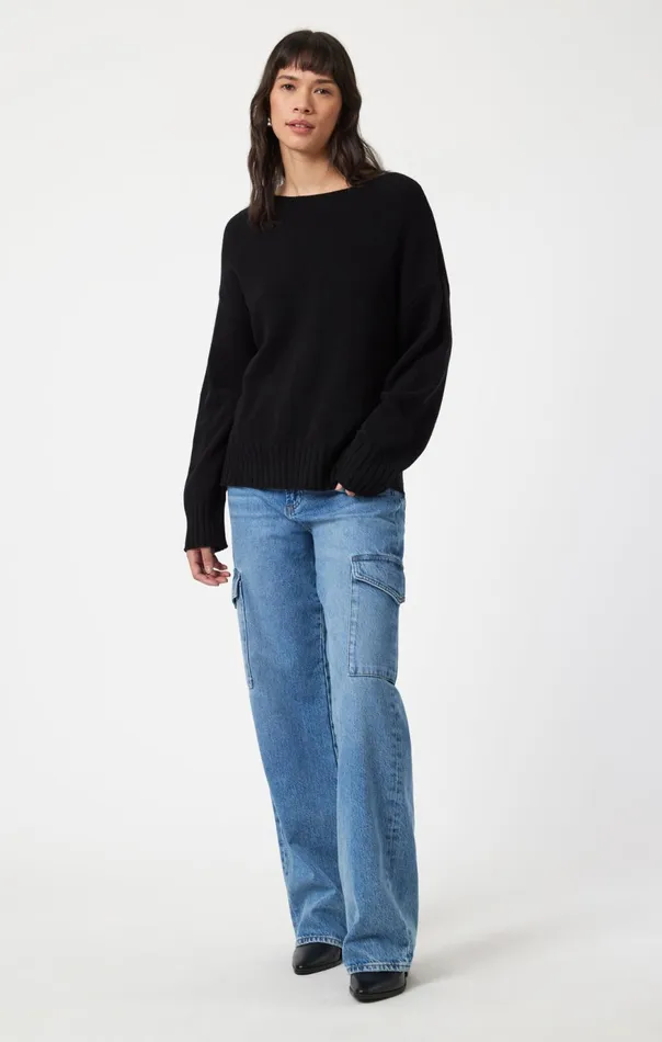 Women Boat Neck Sweater In Black Mavi Jeans Sweaters Women Boat Neck Sweater In Black Mavi Jeans Sweaters