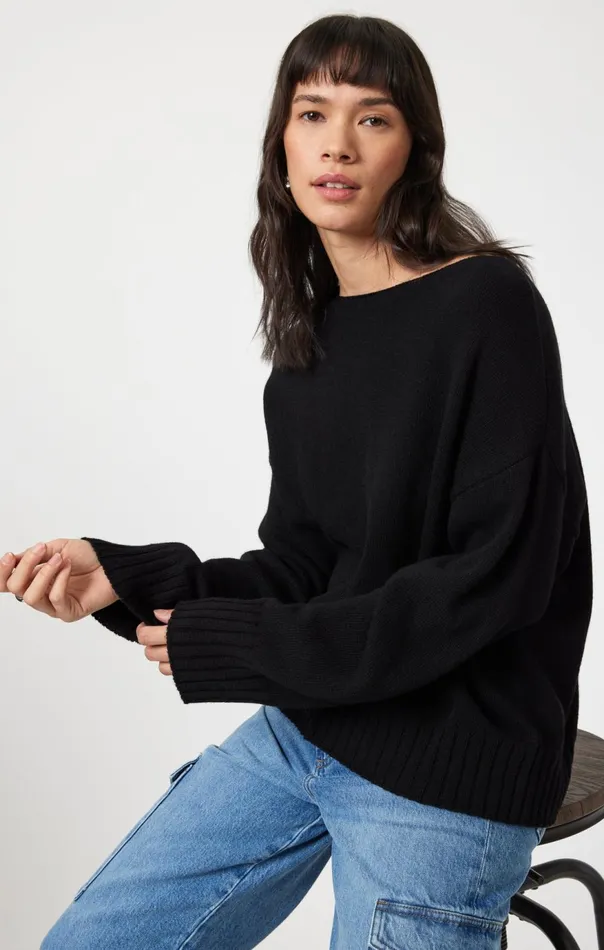 Women Boat Neck Sweater In Black Mavi Jeans Sweaters Women Boat Neck Sweater In Black Mavi Jeans Sweaters