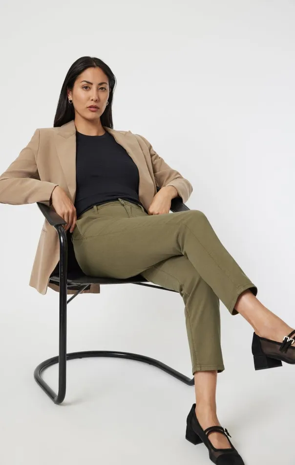 Women Brooke Slim Chino In Green Luxe Twill Mavi Jeans Pants