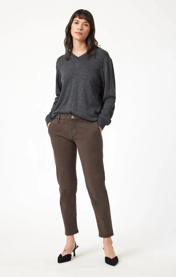Women Brooke Slim Chino In Oak Luxe Twill Mavi Jeans Pants