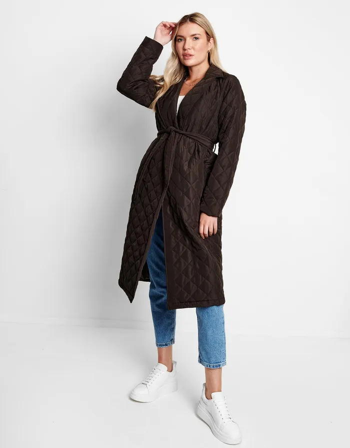 Women Brown Quilted Trench Coat Brown Threadbare Jackets and Coats Women Brown Quilted Trench Coat Brown Threadbare Jackets and Coats