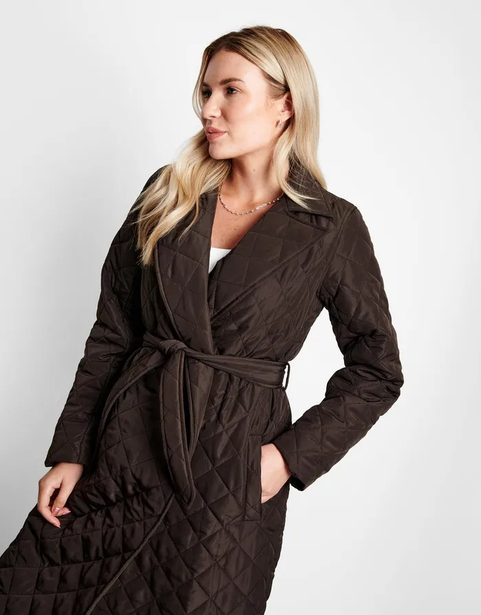 Women Brown Quilted Trench Coat Brown Threadbare Jackets and Coats Women Brown Quilted Trench Coat Brown Threadbare Jackets and Coats