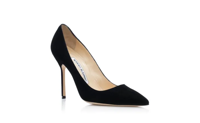 Women Business Manolo Blahnik BB Black Suede Pointed Toe Pumps