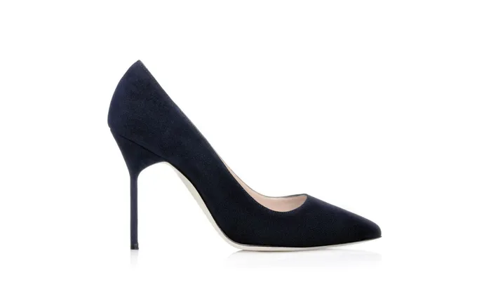 Women Business Manolo Blahnik BB Navy Suede Pointed Toe Pumps Women Business Manolo Blahnik BB Navy Suede Pointed Toe Pumps