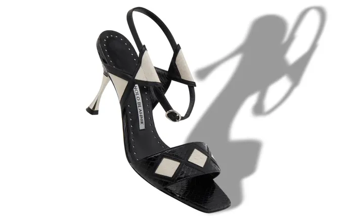 Women Business Manolo Blahnik JARBA Black Snakeskin And Nappa Leather Sandals Women Business Manolo Blahnik JARBA Black Snakeskin And Nappa Leather Sandals