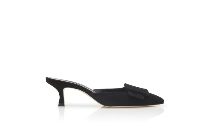 Women Business Manolo Blahnik MAYSALE Black Suede Kitten Heel Mules Women Business Manolo Blahnik MAYSALE Black Suede Kitten Heel Mules