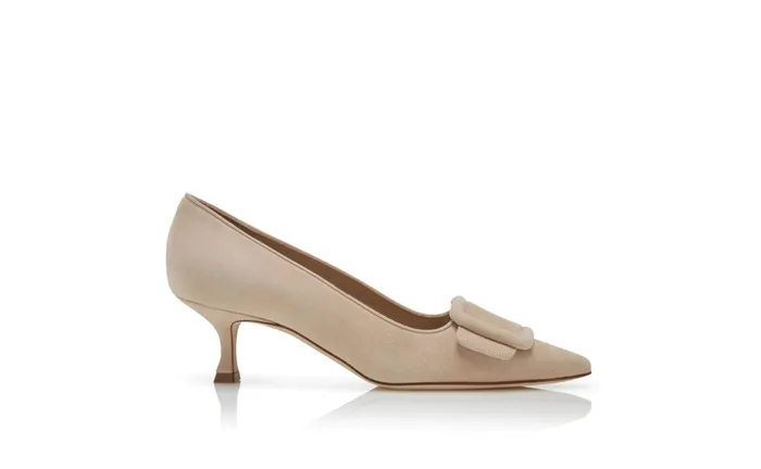 Women Business Manolo Blahnik MAYSALEPUMP Light Beige Suede Buckle Detail Pumps Women Business Manolo Blahnik MAYSALEPUMP Light Beige Suede Buckle Detail Pumps