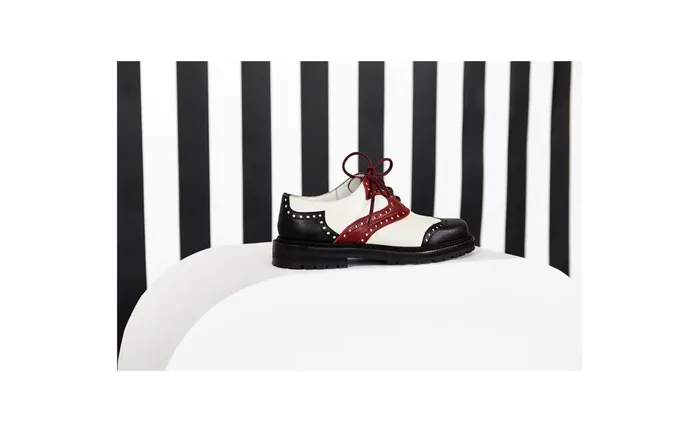 Women Business Manolo Blahnik PATROLA Black Red And White Calf Leather Lace Up Shoes Women Business Manolo Blahnik PATROLA Black Red And White Calf Leather Lace Up Shoes