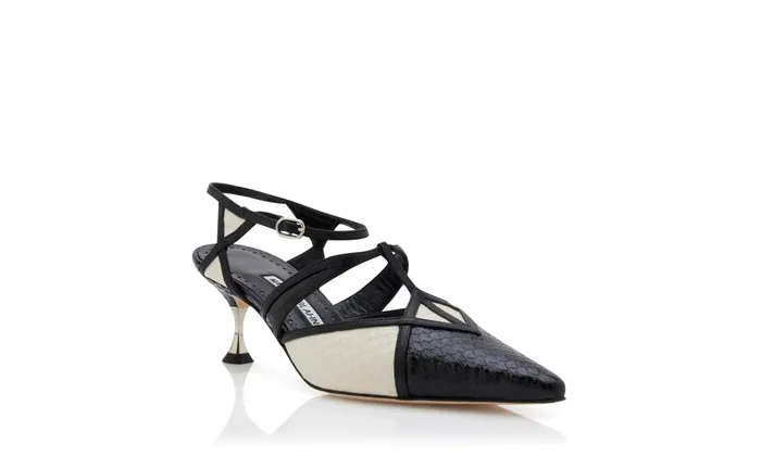 Women Business Manolo Blahnik TRIANGA Black Snakeskin And Nappa Leather Pumps Women Business Manolo Blahnik TRIANGA Black Snakeskin And Nappa Leather Pumps
