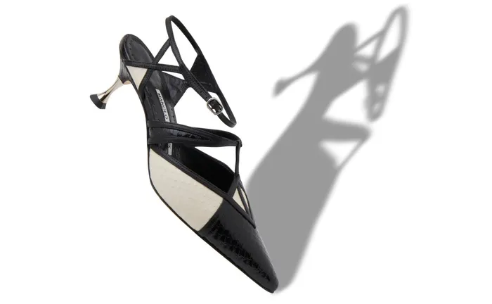 Women Business Manolo Blahnik TRIANGA Black Snakeskin And Nappa Leather Pumps Women Business Manolo Blahnik TRIANGA Black Snakeskin And Nappa Leather Pumps