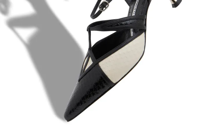 Women Business Manolo Blahnik TRIANGA Black Snakeskin And Nappa Leather Pumps Women Business Manolo Blahnik TRIANGA Black Snakeskin And Nappa Leather Pumps