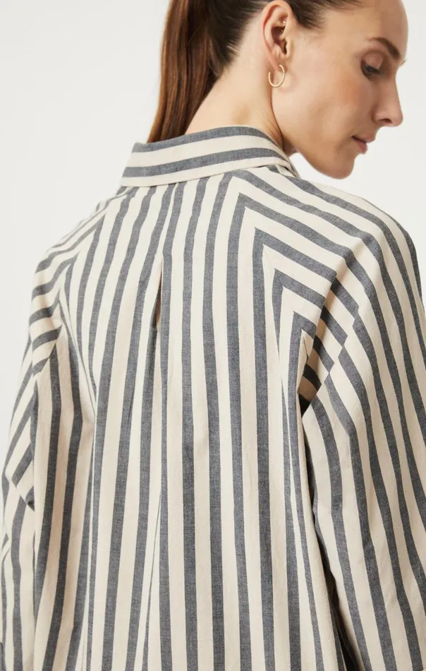 Women ButtonUp Long Sleeve Shirt In Beige Bold Stripe Mavi Jeans Shirts Women ButtonUp Long Sleeve Shirt In Beige Bold Stripe Mavi Jeans Shirts