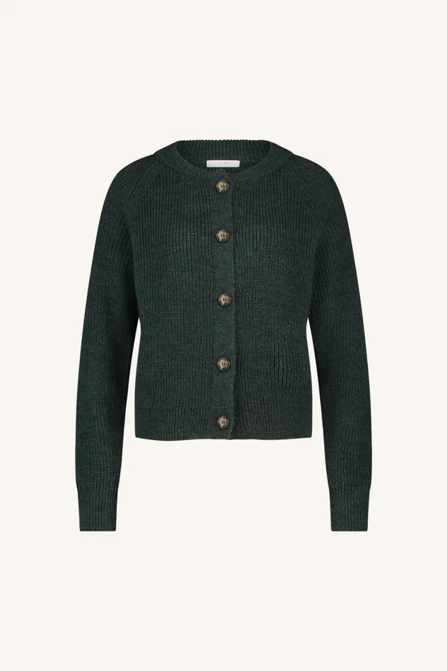 Women Cardigans Bybar Lilly Bomber Cardigan Dark Green