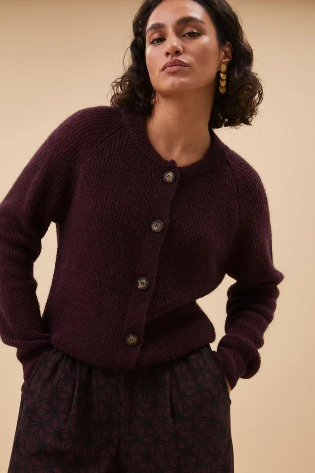 Women Cardigans Bybar Lilly Bomber Cardigan Wine
