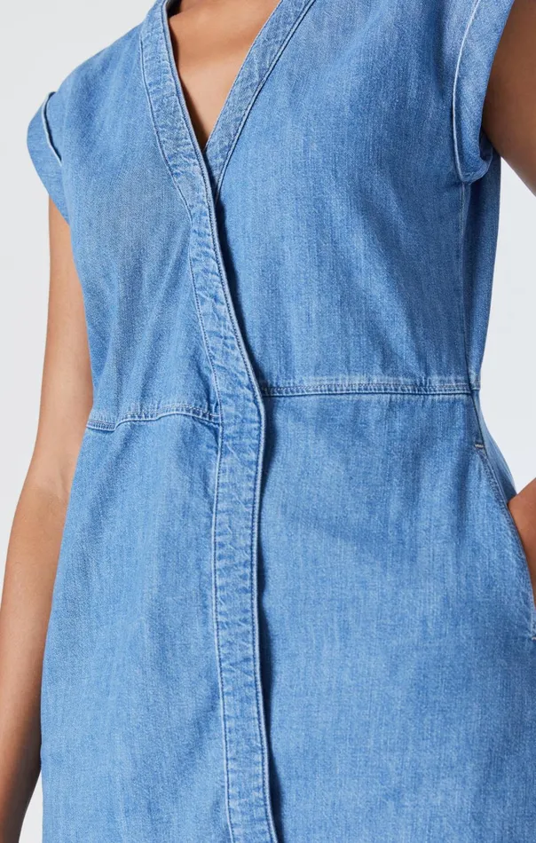 Women Carrie Wrap Denim Dress In Light Denim Mavi Jeans Dresses and Skirts Women Carrie Wrap Denim Dress In Light Denim Mavi Jeans Dresses and Skirts