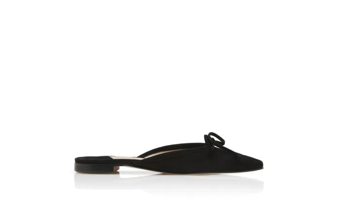 Women Casual Manolo Blahnik BALLERIMU Black Suede Flat Mules Women Casual Manolo Blahnik BALLERIMU Black Suede Flat Mules