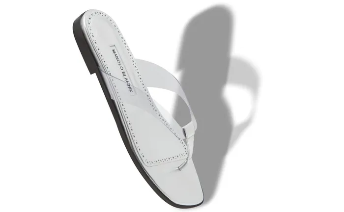 Women Casual Manolo Blahnik BENABU Silver Nappa Leather And PVC Flat Sandals Women Casual Manolo Blahnik BENABU Silver Nappa Leather And PVC Flat Sandals