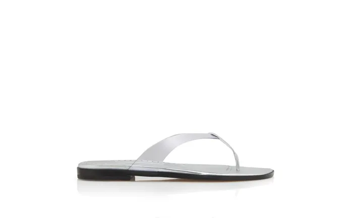 Women Casual Manolo Blahnik BENABU Silver Nappa Leather And PVC Flat Sandals Women Casual Manolo Blahnik BENABU Silver Nappa Leather And PVC Flat Sandals