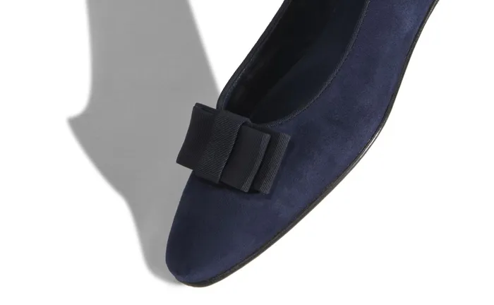 Women Casual Manolo Blahnik BULGATORA Navy Suede Bow Detail Flat Shoes Women Casual Manolo Blahnik BULGATORA Navy Suede Bow Detail Flat Shoes
