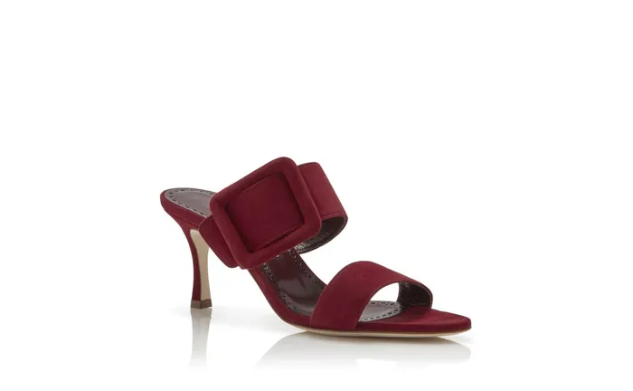 Women Casual Manolo Blahnik GABLE Dark Red Suede Open Toe Mules