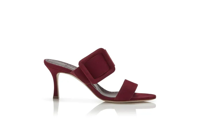 Women Casual Manolo Blahnik GABLE Dark Red Suede Open Toe Mules Women Casual Manolo Blahnik GABLE Dark Red Suede Open Toe Mules